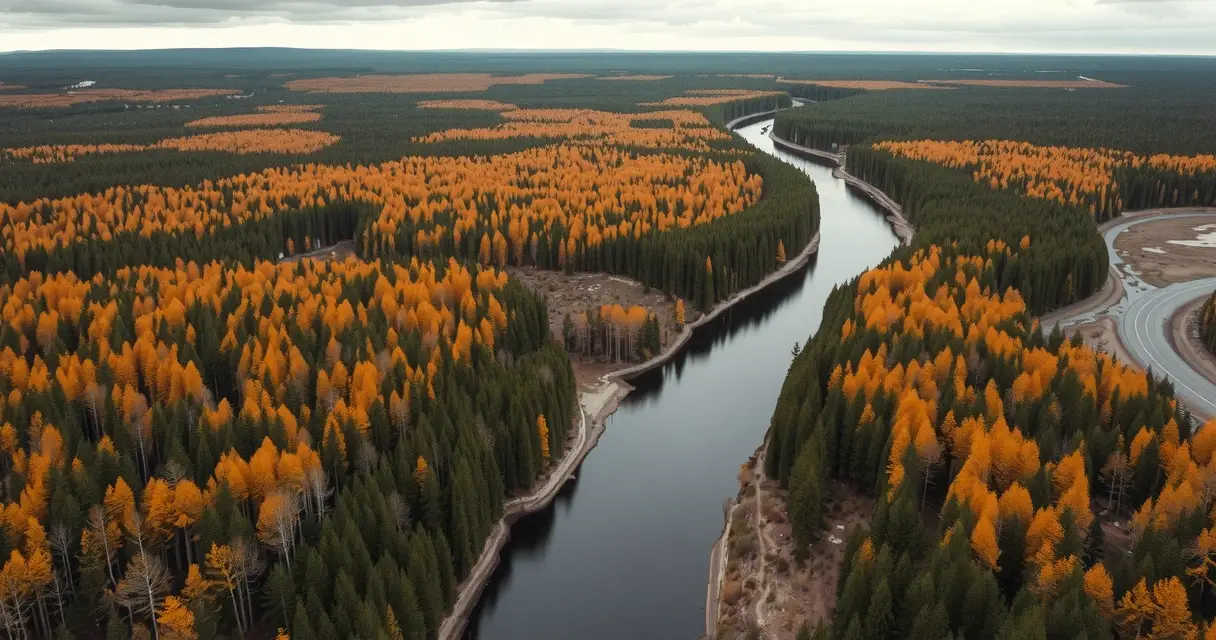 Suomen maisema ylh&auml;&auml;lt&auml; kuvattuna &ndash; mets&auml;&auml; ja joki